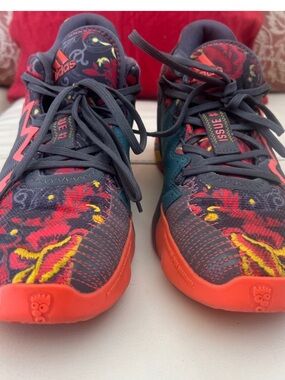 adidas Kids Dark Gray Sneakers with Red and Yellow Accents
